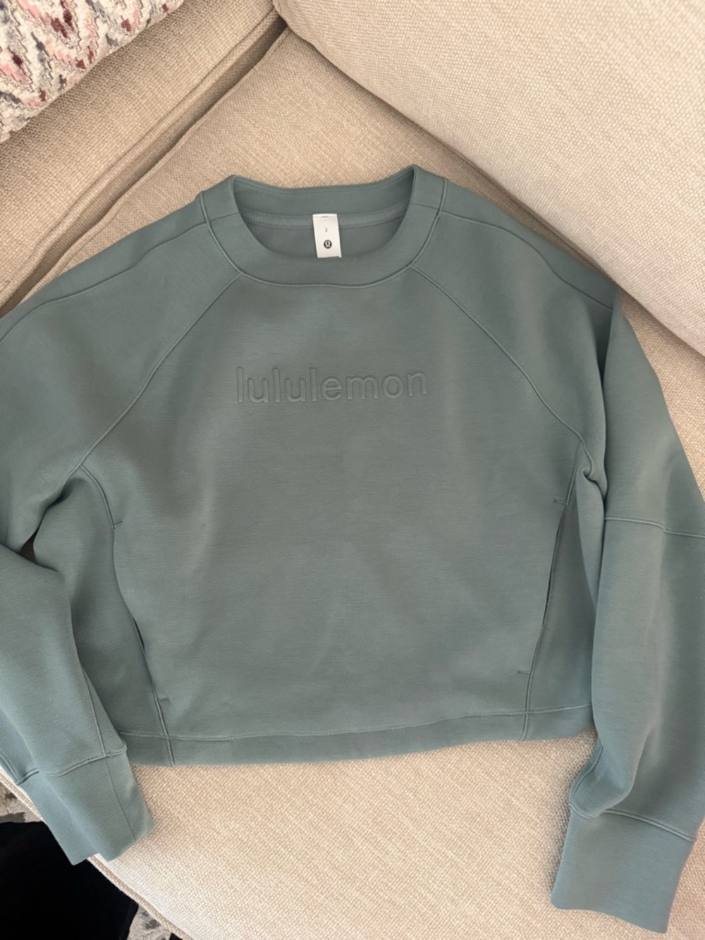 lululemon athletica Cropped Crewneck Sweatshirt in Muted Teal